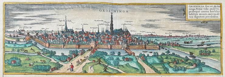 Braun & Hogenberg, pub. 1575 - Views of Netherlands: Groningen, Brouwershaven and Gorinchem