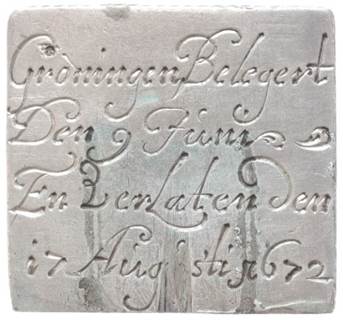 Groningen provincie Kwart rijksdaalder van 12 1/2 stuiver met mooie ingegraveerde keerzijde 1672